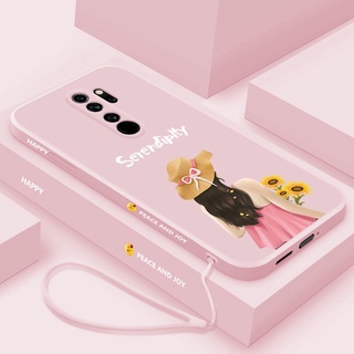 เคสโทรศัพท์มือถือ ซิลิโคน ขอบตรง ลายตัวละคร พร้อมสายคล้อง สําหรับ Oppo A9 2020 A5 2020 A54 A74 A94 A95