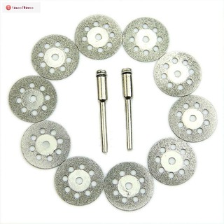 TF▶ 10 Pcs 22mm Rotary Circular Saw Blade Cuting Wheel Discs Mandrel Pottery Cut-off + 2x Mandrel Tool