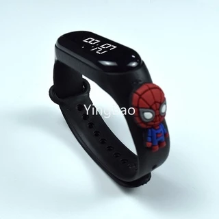 นาฬิกาข้อมืออิเล็กทรอนิกส์ มีไฟ LED กันน้ํา ลายการ์ตูนสไปเดอร์แมน ค้างคาว สติตช์ เหมาะกับของขวัญ สําหรับเด็กผู้ชาย