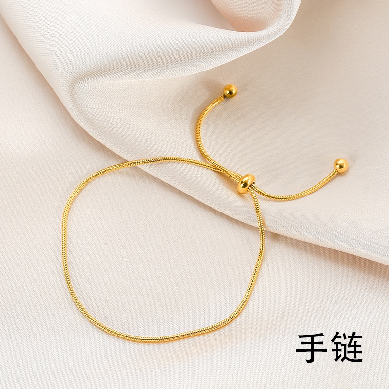 สร้อยข้อมือเหล็กไทเทเนียม รูปงู ปรับความยาวได้ เข้ากับทุกการแต่งกาย แฟชั่นเรียบง่าย สไตล์เกาหลี สําหรับนักเรียน