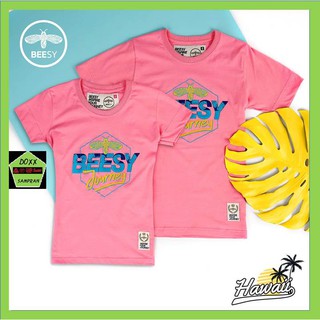 Beesy เสื้อคอกลม ชาย หญิง  รุ่น Hawaii สีชมพู