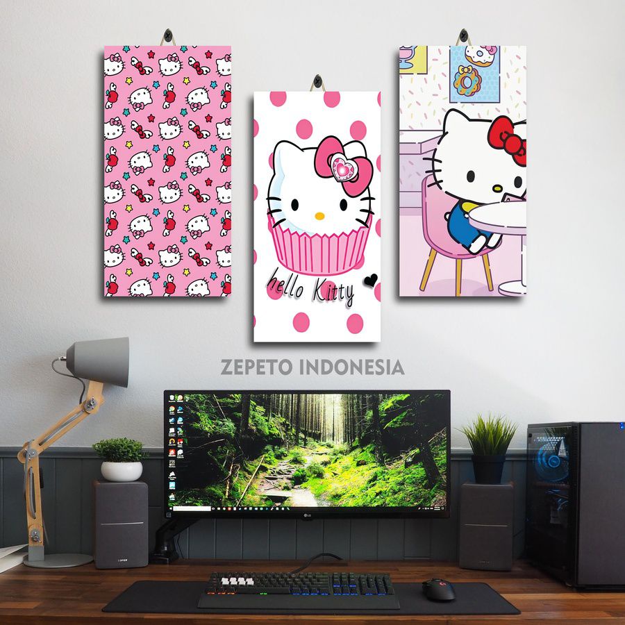 HELLO KITTY CAFE CARTOON ROOM DISPLAY WALL 15X30 MSFOU/WQZ8T / HELLO KITTY โปสเตอร์ภาพพื้นหลัง / กรอ