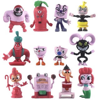 โมเดลฟิกเกอร์ PVC อนิเมะ The Cuphead Show Cuphead Mugman Mark Cup King Dice Ollie Duke Jasper Bowlboy ของเล่นสําหรับเด็ก 12 ชิ้น ต่อชุด