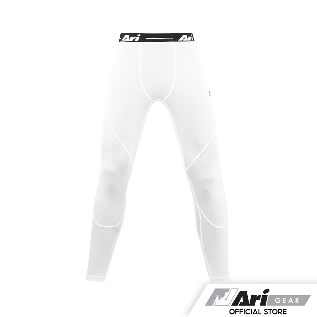 ARI COMPACT FIT TIGHTS - WHITE/BLACK กางเกงรัดกล้ามเนื้อ อาริ คอมแพค ฟิต ขายาว สีขาว