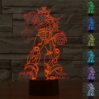 Super Sentai โคมไฟตั้งโต๊ะ LED ไล่โทนสี 7 สี USB ของขวัญสําหรับเด็ก