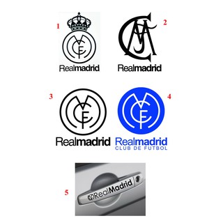 สติ๊กเกอร์ ตัด ติด แต่งรถ ทีม ฟุตบอล เรอัลมาดริด สูง 6 นิ้ว PVC Car Decal Real Madrid FC die-cut Sticker Soccer