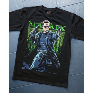 PG18 The Matrix Keanu Reeves Neo เสื้อยืด ผ้าหนานุ่ม ไม่หดไม่ย้วย ไม่ลอกร่อน Cotton Black Timber PREMIUM S M L XL XXL