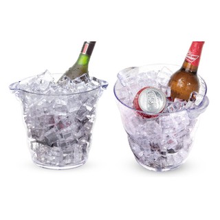 (แถมที่คีบ)ถังน้ำแข็ง ถังแชมเปญทรงกลมใสขนาด 4 ลิตร (4L Small Transparent round Champagne Bucket)