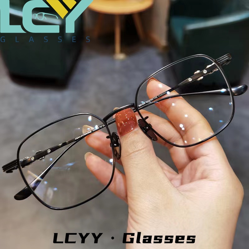 Lcyy ใหม่ แว่นตาสายตาสั้น กรอบโลหะ ป้องกันแสงสีฟ้า สไตล์เกาหลี -0°-5.0°/9005