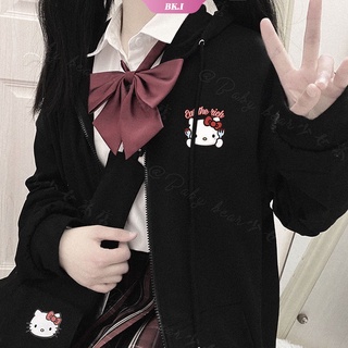 เสื้อกันหนาว มีฮู้ด แบบนิ่ม แต่งซิป ลายการ์ตูนอนิเมะ Cinnamoroll Kuromi น่ารัก เหมาะกับของขวัญวันหยุด สําหรับเด็กผู้หญิง