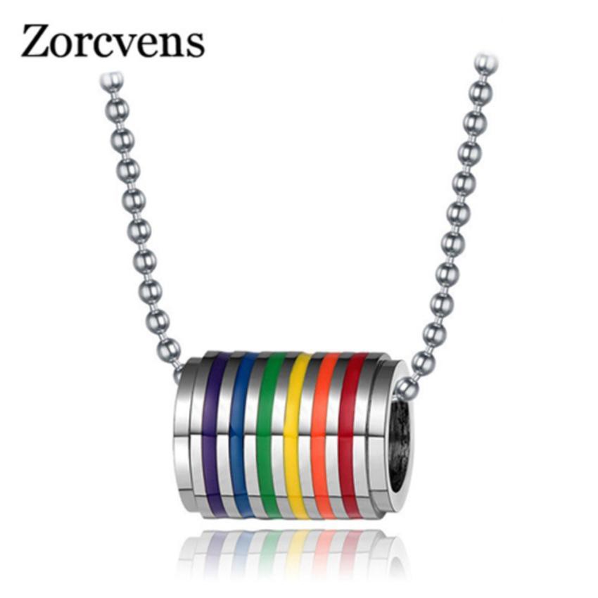ZORCVENS สร้อยคอพร้อมจี้แนวเท่ห์ ทรงเรขาคณิตทำจากสแตนเลส หลากสี สร้างความโดดเด่น ไม่ให้ดูเรียบเกินไ