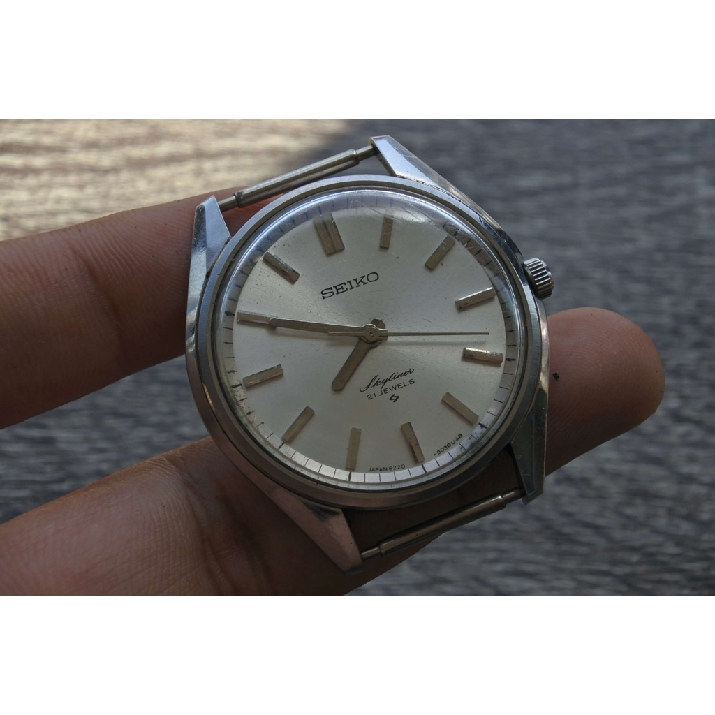 นาฬิกา Seiko Skyliner 6220 8010 Vintage ผู้ชาย สายสแตนเลส แท้มือสองญี่ปุ่น ระบบ ไขลาน หน้าปัด 39mm