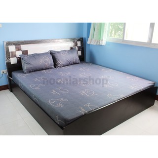 nna-0051 ผ้าปูที่นอน สีเทาเข้ม ลวดลายปลาวาฬ 6 ฟุต 5 ฟุต 3.5 ฟุต วินเทจ fit sheet