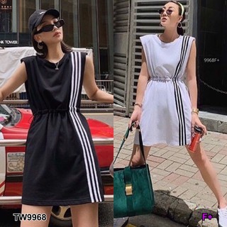 TwinsShopVip💗พร้อมส่ง TW9968 เดรสแขนกุดแถบหน้า