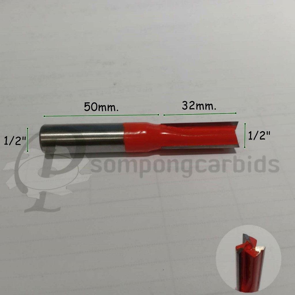 ดอกเร้าเตอร์ 1.5*7mm. แกน1/2" ดอกกัดตรง ดอกตัดcnc เร้าเตอร์คาร์ไบด์