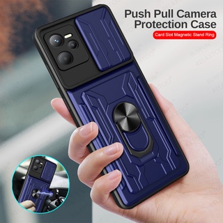 Hidden Card Wallet Armor Cover For Realme C35 Case Realmi Raelme Reame C 35 Car Magnetic Holder Stand Plus Camera Protect Fundas