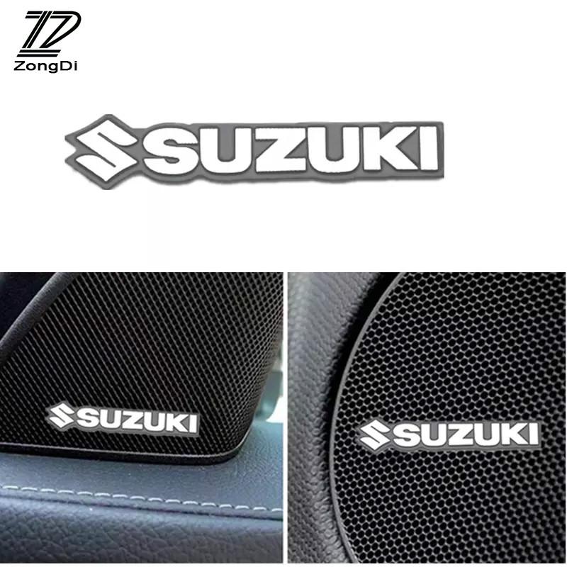 สติ๊กเกอร์เครื่องเสียงรถยนต์  4pcs 3D Aluminum Emblem interior Speaker audio Badge Sticker for Suzuk