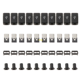 Btsg ปลั๊กเชื่อมต่อ Micro USB ตัวผู้ 5 Pin พร้อมฝาครอบพลาสติก 4 in 1 DIY 10 ชุด