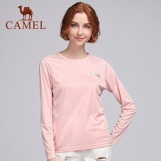 CAMEL เสื้อยืดลําลองแฟชั่นสําหรับสตรีแขนยาวเหมาะกับการเล่นกีฬา