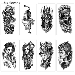 [highbuying] สติกเกอร์รอยสักชั่วคราว ลายงู สิงโต สีดํา กันน้ํา พร้อมส่ง