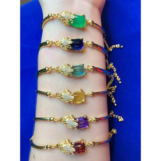 สร้อยข้อมือปี่เซียะคาบแก้ว ปี่เซี่ยะมณีใต้น้ำ ทองเคลือบแก้ว