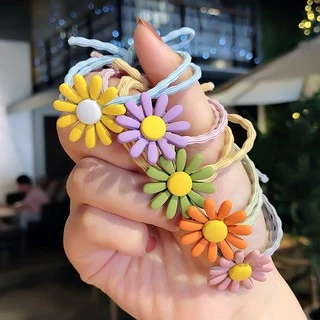 (A-006) ยางรัดผมลายดอกเดซี่ ยางรัดผม ดอกไม้ ยางมัดผม เครื่องประดับผม เกาหลี น่ารัก ยางเด็ก กิ๊บปากเป็ด สเตนเลส คลิปหนีบ