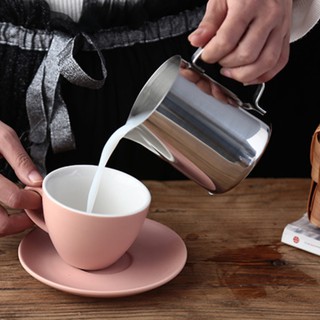 เหยือกตีฟองนม เหยือกสแตนเลส สำหรับชงกาแฟ  ถ้วยตีฟองนม สแตนเลส 350ml/600ml ถ้วยตวงนม Milk frother mini_house11