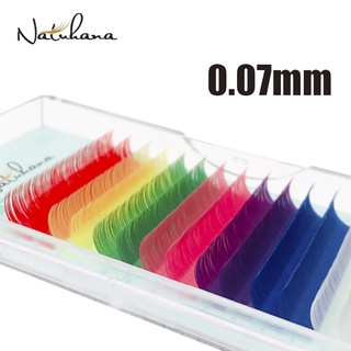 NATUHANA 16 แถว 0.07mm ต่อขนตา แฮนด์เมด ขนตาปลอม มิงค์ ขนตา สีรุ้ง สำหรับการแต่งหน้า