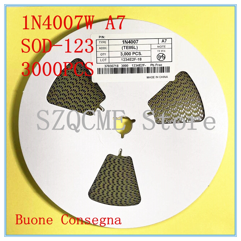 3000PCS/lot reel A7 1N4007W 1N4007 Rectifier diode 1A 1000V SOD-123 SMD