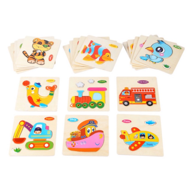 โล๊ะสต๊อก ปิดกิจการ ของเล่นไม้ จิ๊กซอว์ไม้ 3 มิติ ตัวต่อไม้รูปสัตว์🐥🐷🐹 รูปต่างๆ🛵 ของเล่นเสริมพัฒนาการ แบบ B - รูปที่ 2