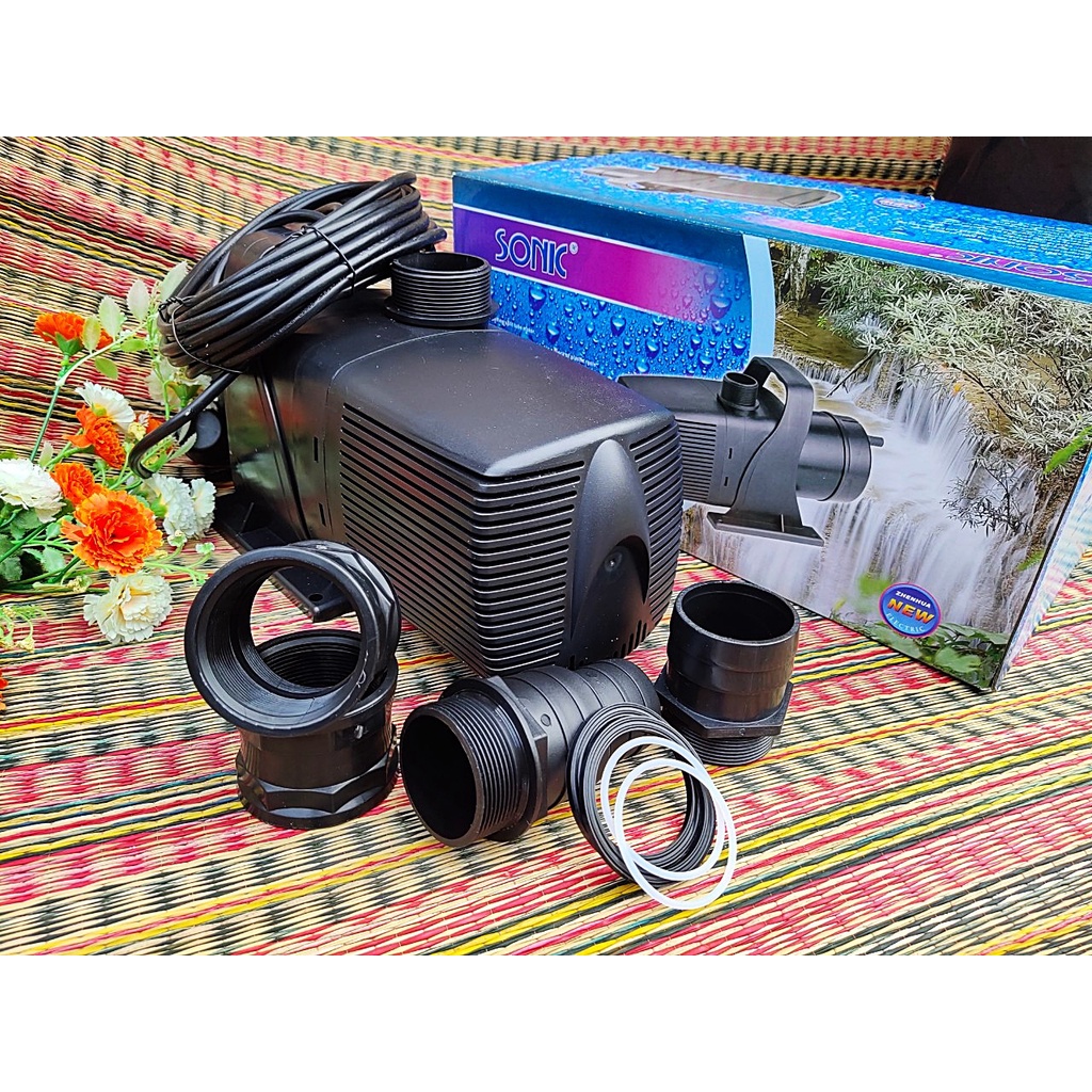 ปั้มน้ำยอดนิยม ราคาถูก SONIC SP-638 ปั๊มดูดน้ำ ปั้มน้ำบ่อปลา ปั๊มน้ำพุ น้ำตก ขนาด 33,000 ลิตรต่อชั่ว