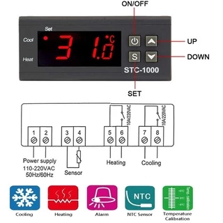 💜STC-1000 AC 110-220Vเครื่องควบคุมอุณหภูมิ เครื่องวัดอุณหภูมิ ตัวควบคุมอุณหภูมิ ต่ำ-สูง หน้าจอดิจิตอล วัดอุณหภูมิ ควบคุ