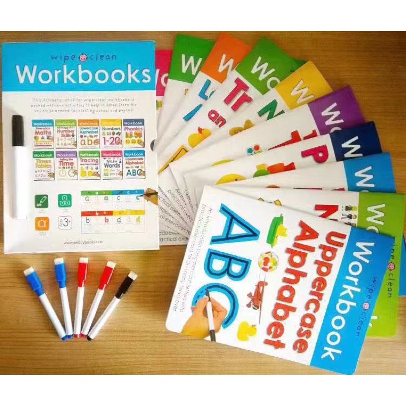 Wipe Clean Workbook 10 เล่ม /แบบฝึกหัดสำหรับเด็กวัยเริ่มต้น