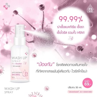 Wash Up Spray!  สเปรย์แอลกอฮอลล์ 71%! 30 ml. กลิ่นหอม ขนาดพกพา