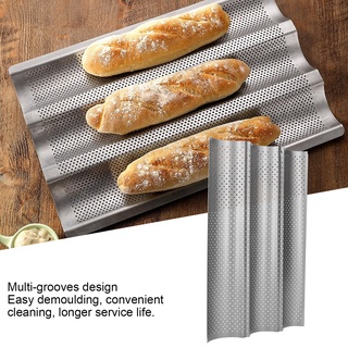 [คลังสินค้าใส][ราคาพิเศษ] Non‑Stick Multi‑Grooves Waves French Bread Pan Baguette Baking Cooking Tray Mold Kitchen Tool