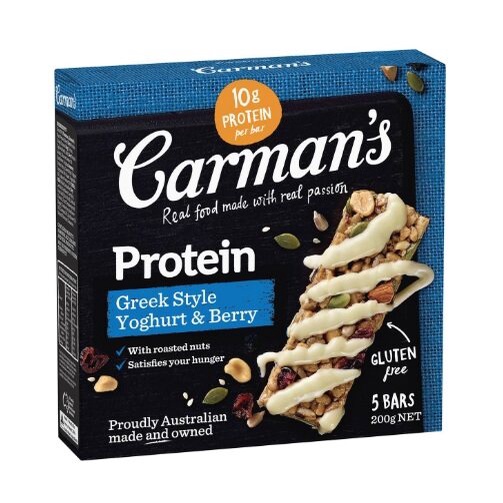 Carman's Greek Yoghurt & Berry Protein Bar (5bar 200gNET) โปรตีนบาร์ โปรตีน โปรตีนแท่ง โปรตีนเสริม ขนมโปรตีน
