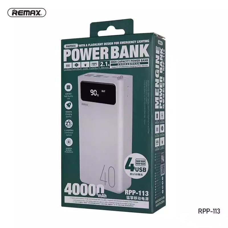 แบตสำรอง Remax RPP-113 40,000mAh PowerBank Fast Charge แบตเตอรี่สำรอง คุณภาพดี เพาเวอร์แบงค์ (ของแท้
