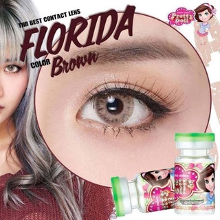 คอนแทคเลนส์ รุ่น mini Florida ยี่ห้อ Pretty doll มินิ สีตาล มีค่าสายตา รุ่นยอดฮิต (ขายดี)