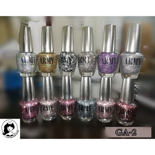 เซตสีทาเล็บกากเพชร Army Glitter Nailคละสี Set GA-2 12 ขวด