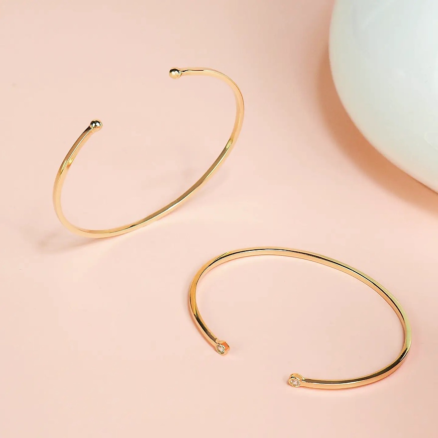 Grace Fine Jewelry سوار مفتوح ذهب 9K بالألماس الحقيقي — صورة 2