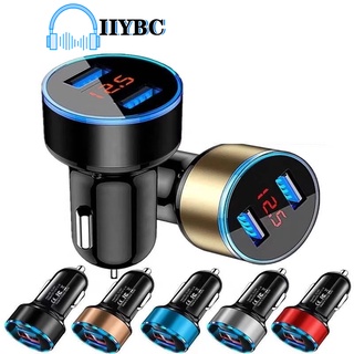 IIYBC ที่ชาร์จในรถยนต์ 3.1A car charger 12V ที่ชาร์จในรถยนต์พร้อมจอ LCD 2USB With Digital Display ฟ้าที่ชาร์จแบต ที่ชาร์จแบตร