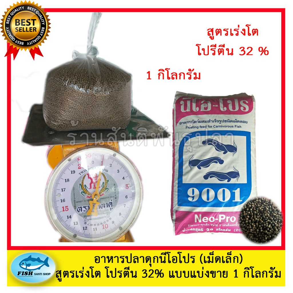อาหารปลาดุก นีโอโปร (เม็ดเล็ก) 1 กิโลกรัม สูตรเร่งโต โปรตีน 32% ใช้ได้กับปลาทุกชนิด ราคา ถูกที่สุด ดีลบีเคเค รูปภาพหลัก