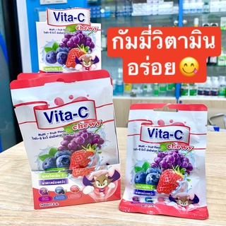 Vita-C ไวต้า-ซี Chewy Multi-Fruit Flavor กัมมี่ วิตามินซี สูตรน้ำตาลน้อย [ขนาด 17.5 กรัม]