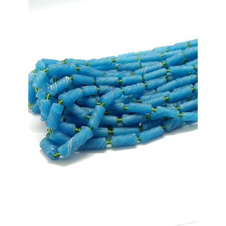 ลูกปัดแก้ว โรมันโบราณ สีฟ้า 1 เส้น อะไหล่ร้อยเครื่องประดับ Antique Blue Roman Glass Beads