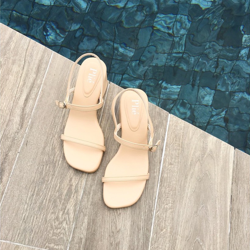 SimpliCity Sandal 2"Chuncky Heels, Sand beige by Plie_official
