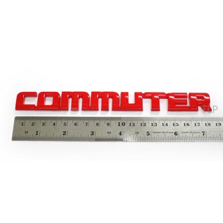 (1ชิ้น) COMMUTER LOGO แผ่นป้ายรถตู้ สีแดง สำหรับรถโตโยต้า ไฮเอช Toyota Hiace VAN สติ๊กเกอร์ โลโก้