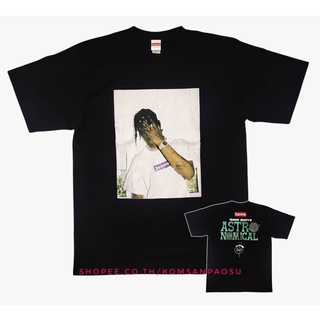 เสื้อยืดสตาร์ยุโรปและอเมริกาผ้าฝ้าย 100%เสื้อยืด Travis scott supreme hiphop rapperS-3XL S-5XL