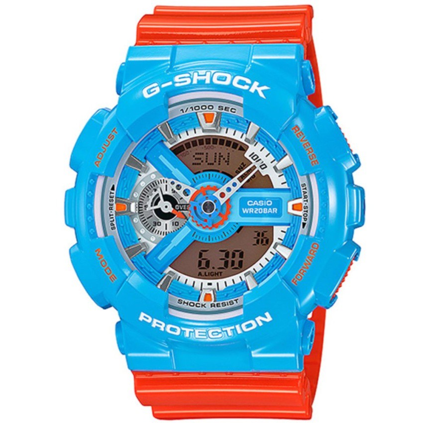 Casio G-Shock นาฬิกาข้อมือผู้ชาย สายเรซิ่น รุ่น GA-110NC-2A - สีฟ้า/ส้ม