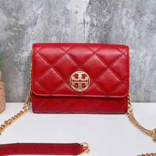 🎀 (สด-ผ่อน) กระเป๋าสีแดง Red stone 7.5 นิ้ว Tory Burch 87867 Willa Chain Wallet Crossbody