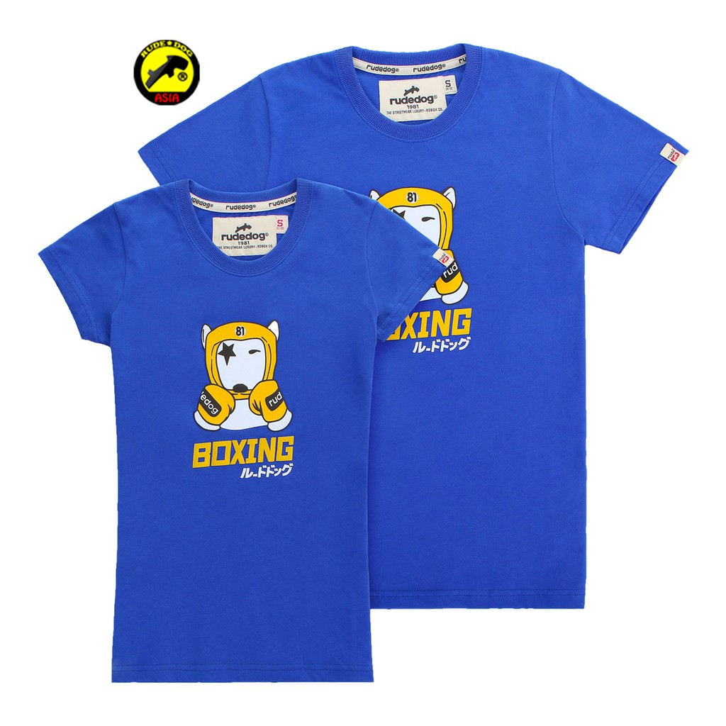 rudedog T-shirt เสื้อยืด รุ่น BOXING สีโอเชี่ยน แฟชั่น คอกลม ลายสกรีน ผ้าฝ้าย cotton ฟอกนุ่ม ไซส์ S